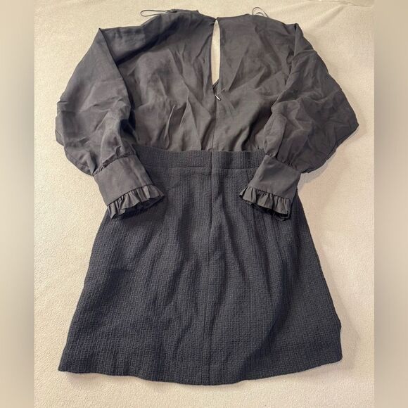 Zara Black Contrasting Tweed Long Sleeve Mini Dress Size Small - Picture 10 of 16